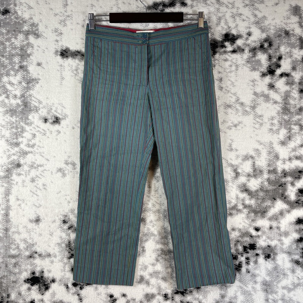 Etro Pants Womens Size 40 Cotton Polyester‎ Viscose Embroidered Stretch Green